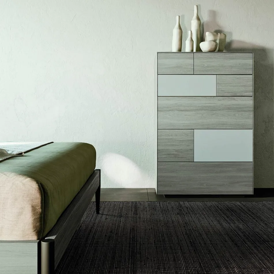 Modern Bedroom with 4 Elements in Modern Style Made in Italy - Lusinda Viadurini