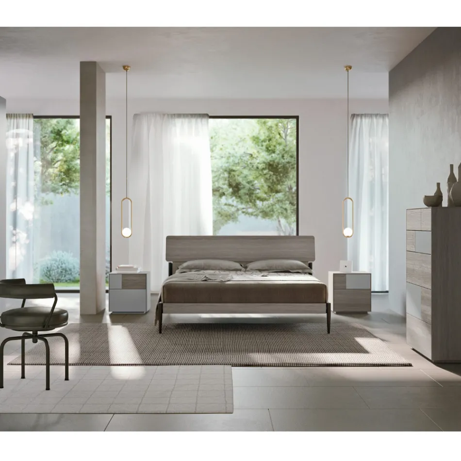 Modern Bedroom with 4 Elements in Modern Style Made in Italy - Lusinda Viadurini