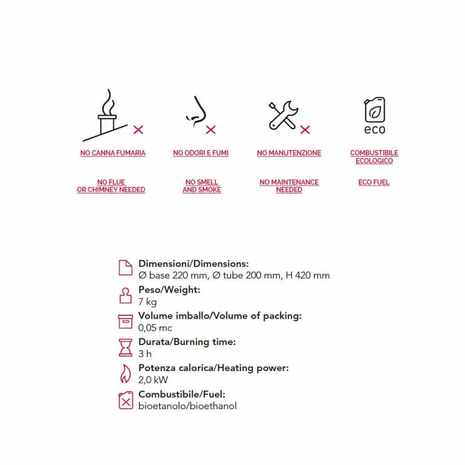 Bioethanol fireplace with stainless steel table and glass Leon, made in Italy Viadurini