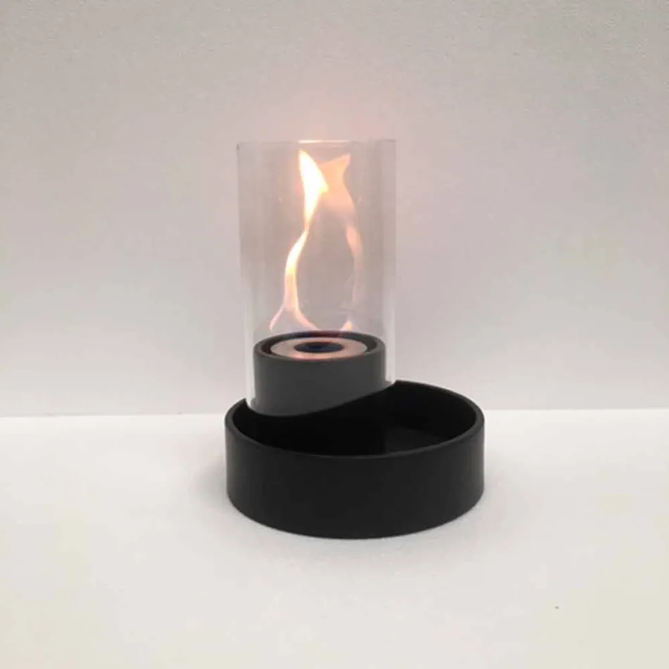 Modern tabletop bioethanol fireplace made of ceramic and glass Jim Viadurini