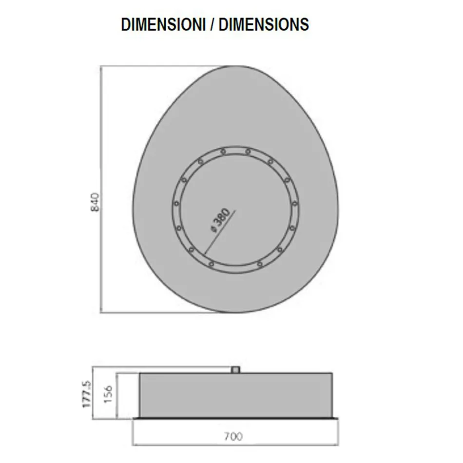 Wall Bioethanol Fireplace in Oval Design Painted Steel - Guiscard Viadurini