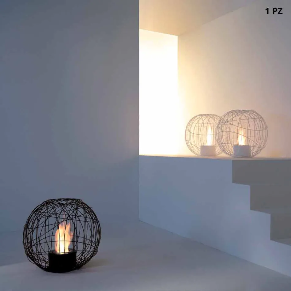 Fireplace Bioethanol table / ground steel shaped like a sphere Henry Viadurini