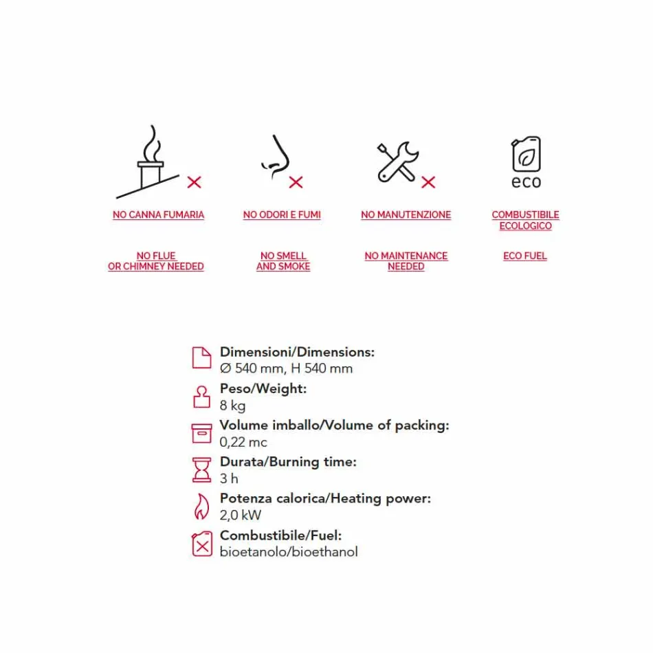 Fireplace Bioethanol table / ground steel shaped like a sphere Henry Viadurini