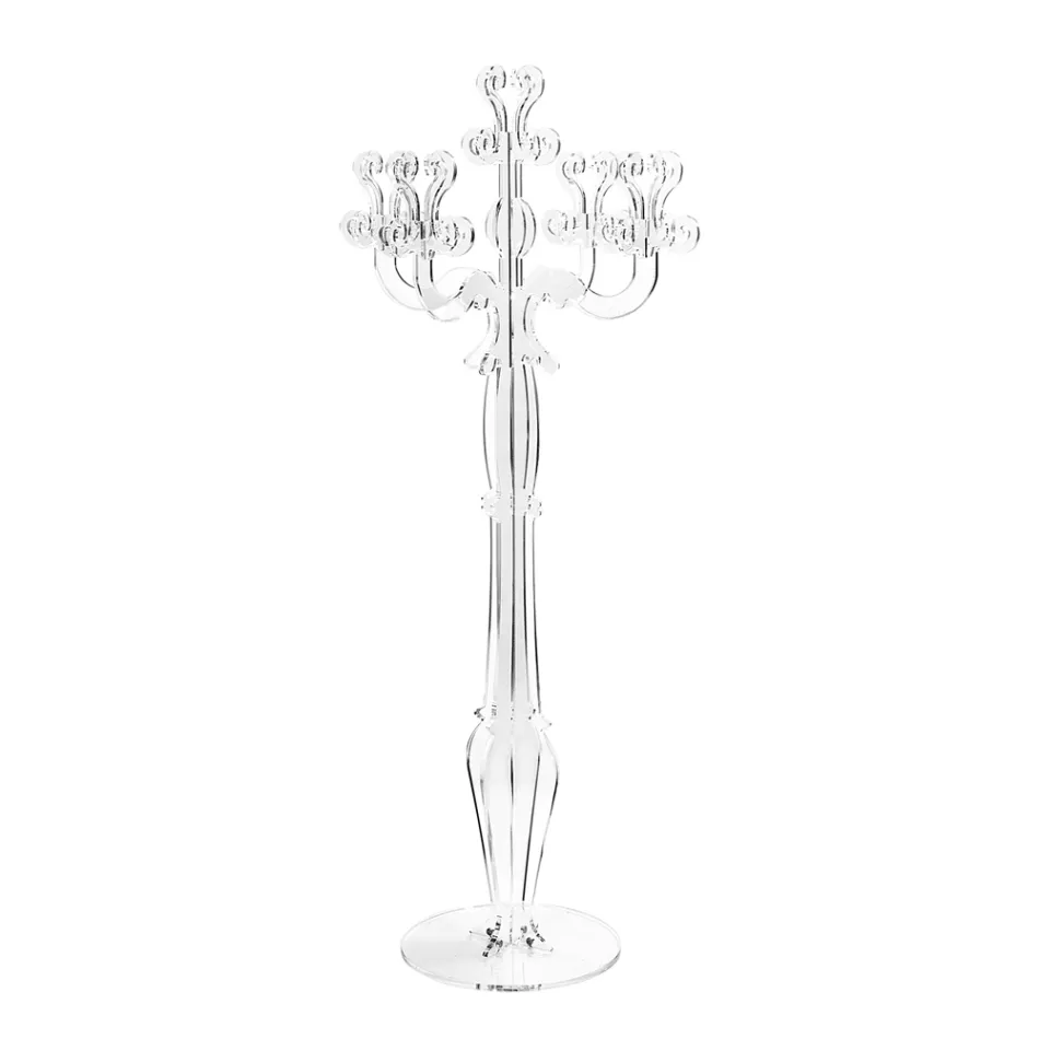 Transparent Plexiglass Candelabra with 3 Flames Made in Italy - Paolino Viadurini