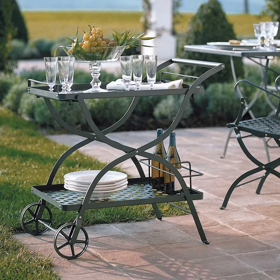 Garden Trolley in Galvanized Steel Made in Italy - Selvaggia Viadurini