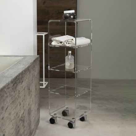 Trolley Column in Transparent Acrylic Crystal 1 or 3 Shelves - Minervo Viadurini