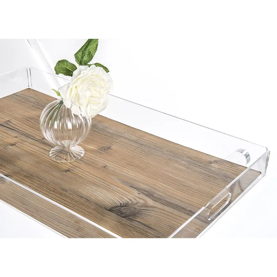 Kitchen Trolley 4 Wheels in Transparent Plexiglass or with Wood - Magimbo Viadurini