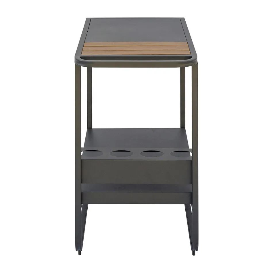 Outdoor Cart in Aluminum and Resin Wood with Wheels - Virel Viadurini