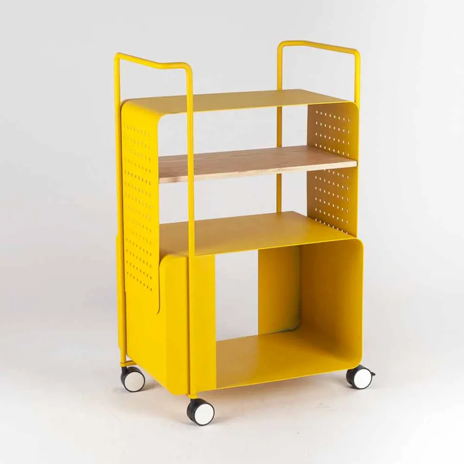 Design Trolley in Steel with Ash Top Made in Italy - Murella Viadurini