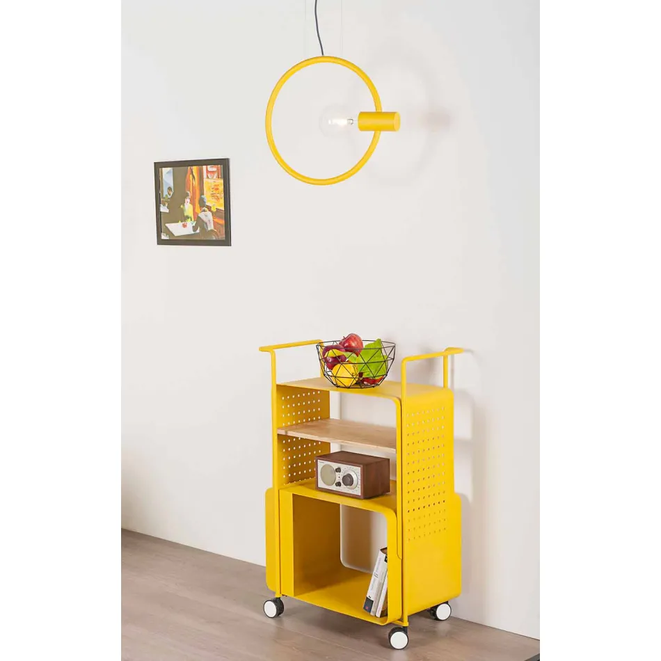 Design Trolley in Steel with Ash Top Made in Italy - Murella Viadurini