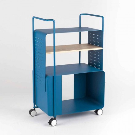 Design Trolley in Steel with Ash Top Made in Italy - Murella Viadurini
