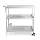 Aluminium Trolley with Different Finishes with Wheels and 3 Shelves - Tent Viadurini