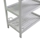 Aluminium Trolley with Different Finishes with Wheels and 3 Shelves - Tent Viadurini