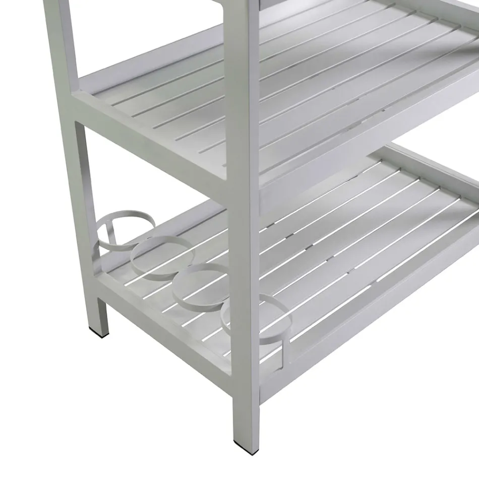 Aluminium Trolley with Different Finishes with Wheels and 3 Shelves - Tent Viadurini