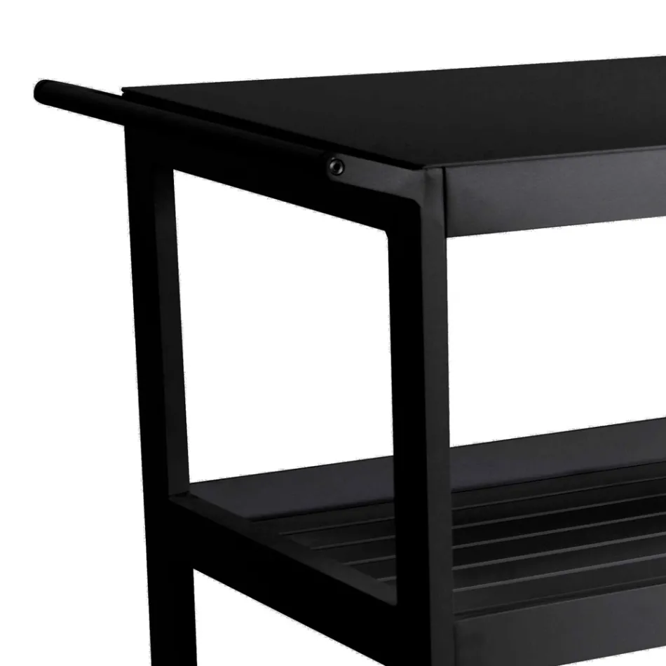 Aluminium Trolley with Different Finishes with Wheels and 3 Shelves - Tent Viadurini