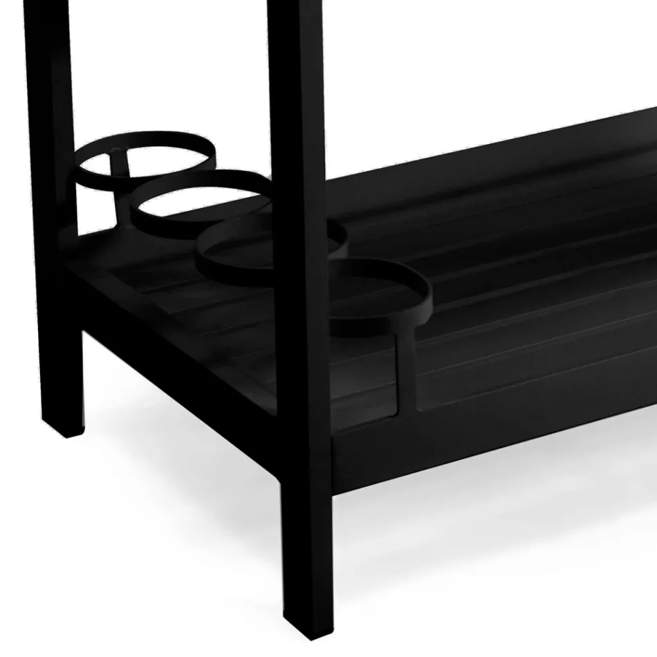 Aluminium Trolley with Different Finishes with Wheels and 3 Shelves - Tent Viadurini