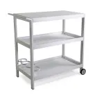 Aluminium Trolley with Different Finishes with Wheels and 3 Shelves - Tent Viadurini