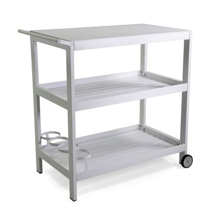 Aluminium Trolley with Different Finishes with Wheels and 3 Shelves - Tent Viadurini