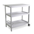 Aluminium Trolley with Different Finishes with Wheels and 3 Shelves - Tent