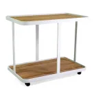 Aluminium Trolley in Different Finishes with Wheels and Teak Top - Tent Viadurini