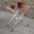 Folding Trolley in Transparent Acrylic Crystal 2 Trays - Aristocles Viadurini