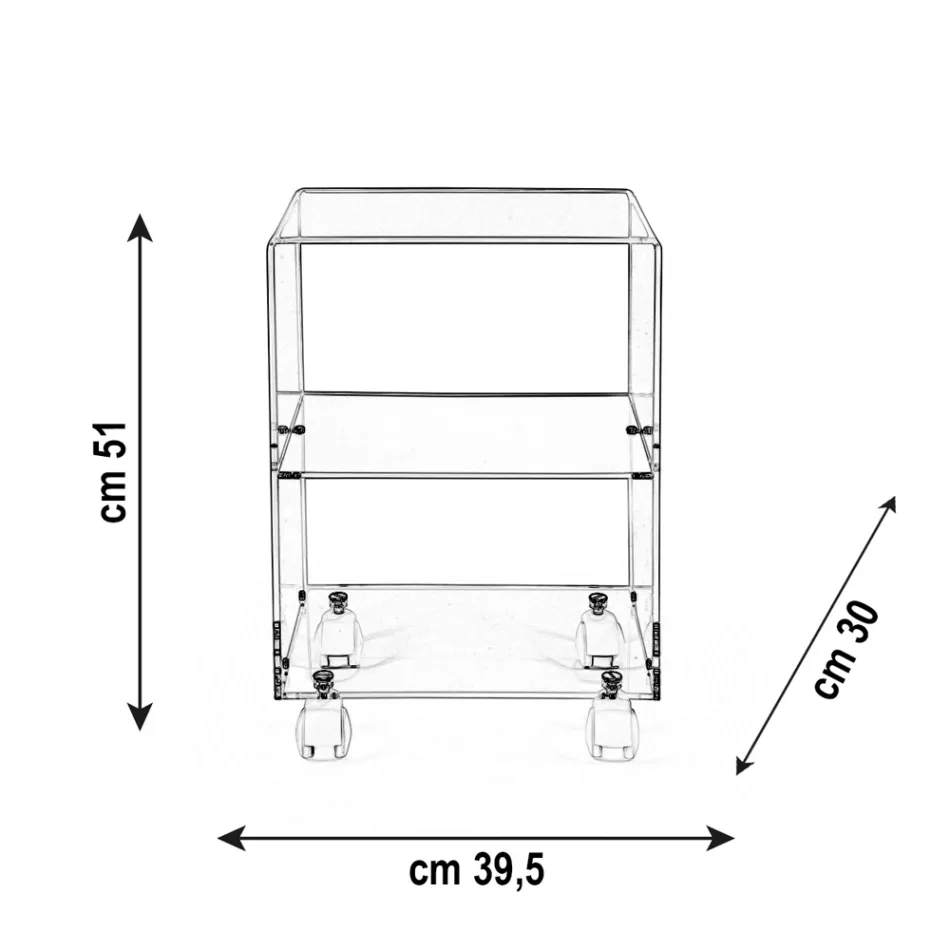 Object Basket with Plexiglass Wheels Made in Italy - Rudolf Viadurini