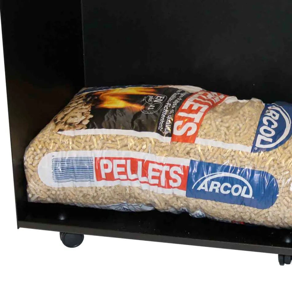 Metal Pellet Bag Holder Trolley with Wheels Made in Italy - Pinguino Viadurini