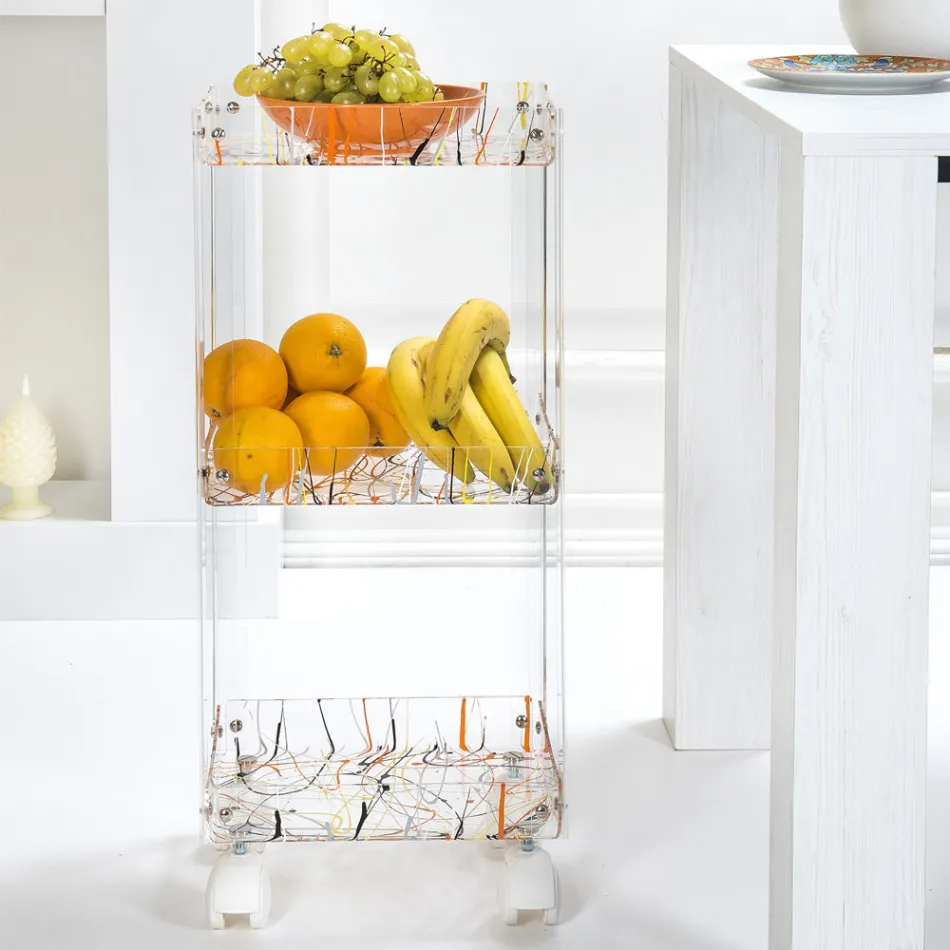 Food Trolley in Transparent Plexiglass Made in Italy - Galatius Viadurini