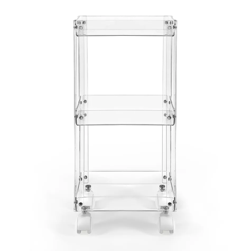 Food Trolley in Transparent Plexiglass Made in Italy - Galatius Viadurini