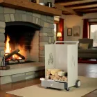 Wood trolley with drawer and wheels Made in Italy - Alpaca Viadurini