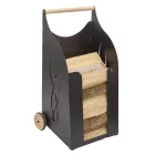 Indoor Firewood Basket Black Painted Iron Made in Italy - Chloe Viadurini