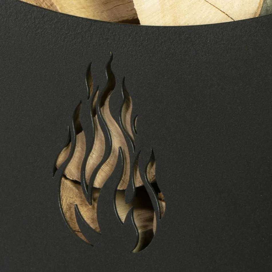 Metal wood trolley with 4 wheels Made in Italy - Coccinella Viadurini