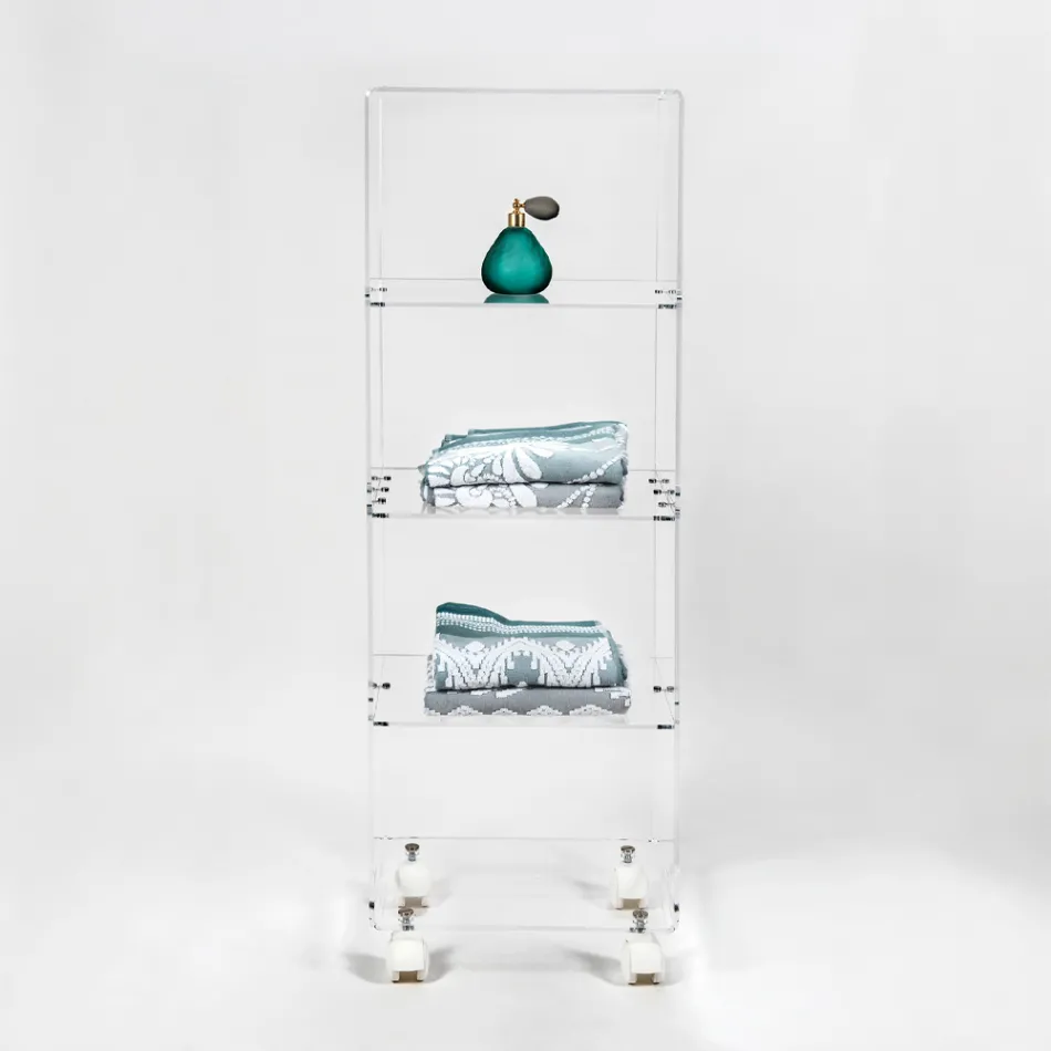 Plexiglass Kitchen Storage Trolley Made in Italy - Ercolano Viadurini