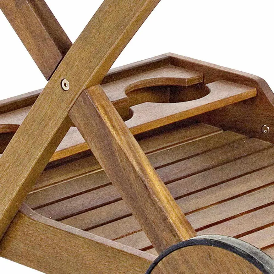 Garden Food Trolley in Design Acacia Wood - Roxen Viadurini