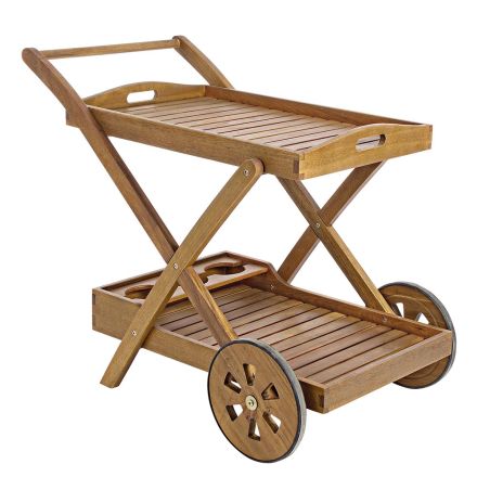 Garden Food Trolley in Design Acacia Wood - Roxen Viadurini
