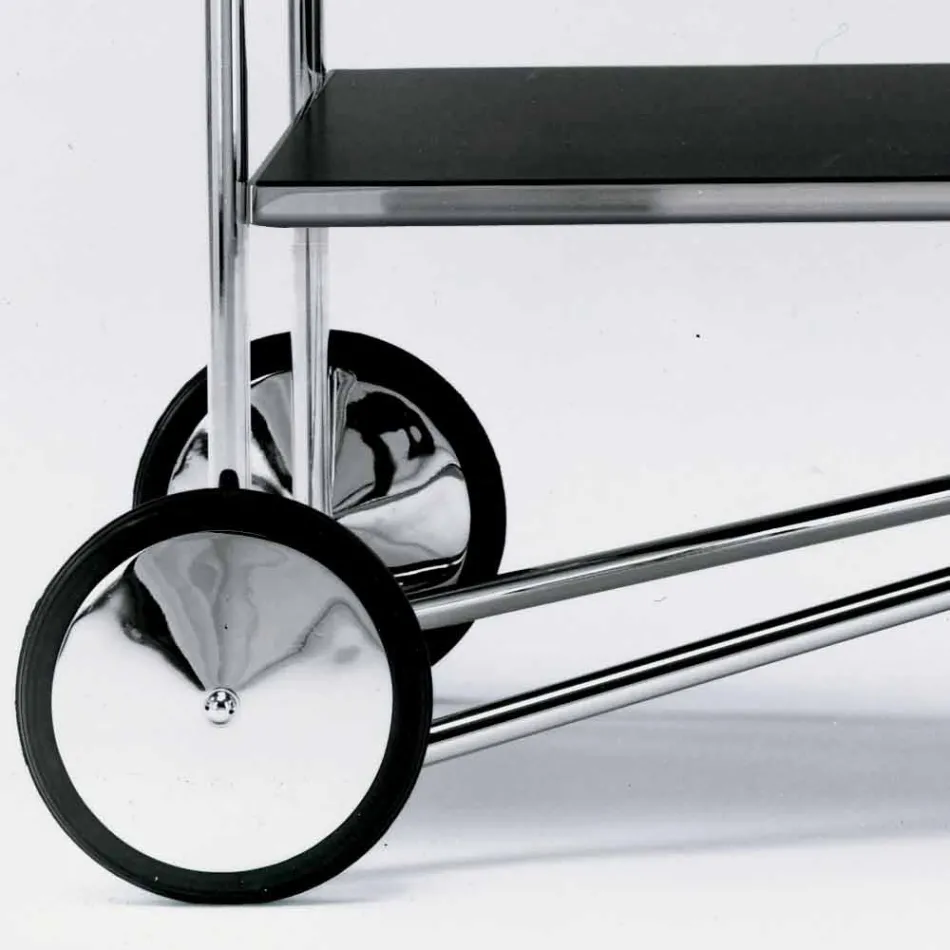 Food Trolley in Chromed and Laminated Steel Made in Italy - Singapore Viadurini