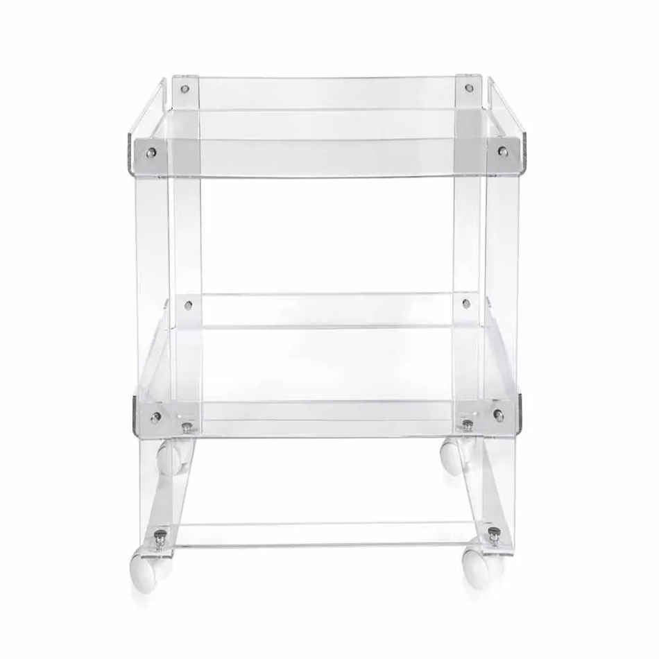 Modern trolley with 2 shelves L 60,5cm in Diso plexiglass Viadurini