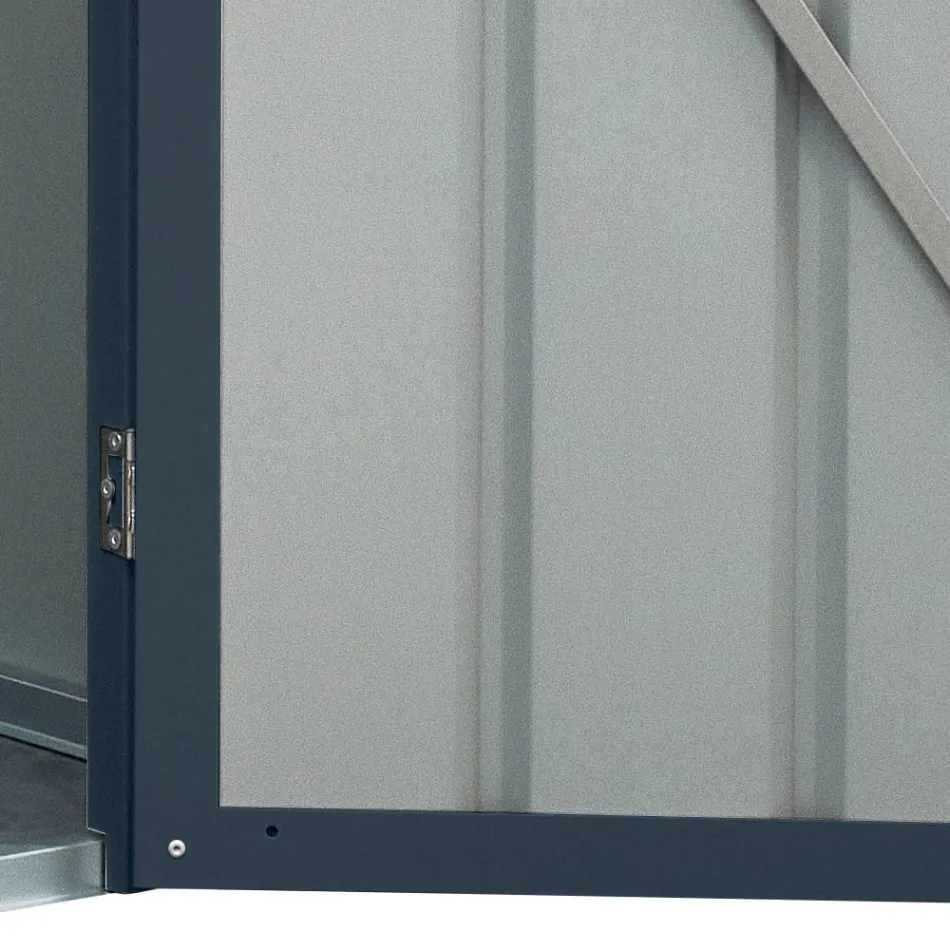 Anthracite Sheet Metal Lean-To Garden Shed with Hinged Door - Cucciolo Viadurini