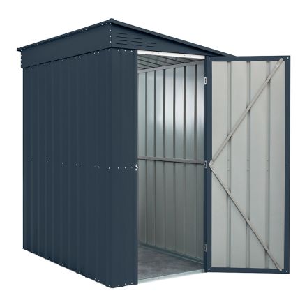 Anthracite Sheet Metal Lean-To Garden Shed with Hinged Door - Cucciolo Viadurini
