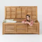 Garden Chest Made of Natural Teak - Hide Viadurini