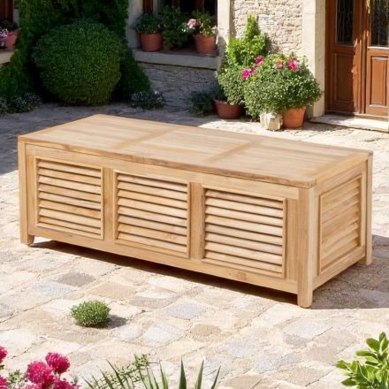 Garden Chest Made of Natural Teak - Hide Viadurini