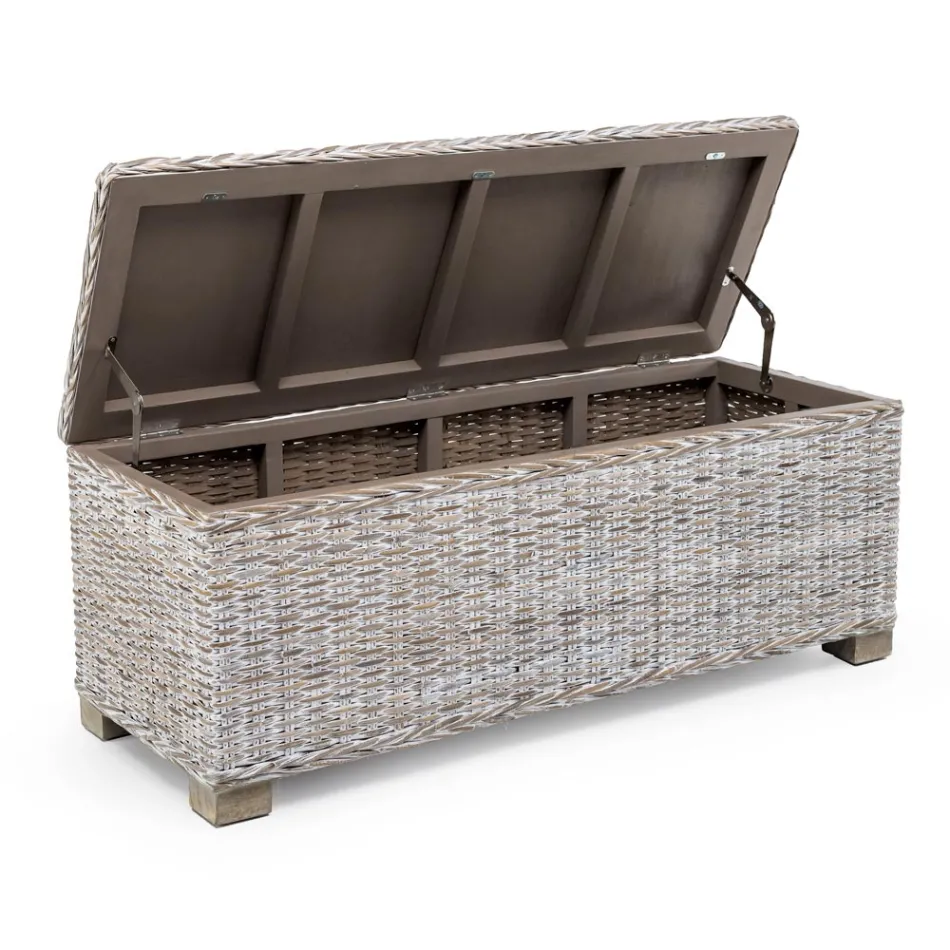 Outdoor chest in natural fibre of Kubù - Nogitsune Viadurini