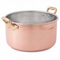 High Casserole in Tinned Copper Round Hand with 2 Handles 28 cm - Gianfranco
