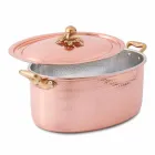 Oval Hand Tinned Copper Oval Casserole with Lid 31x22 cm - Mariag Viadurini