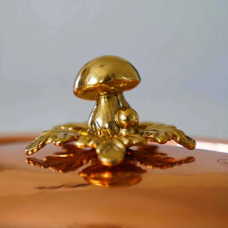 Oval Hand Tinned Copper Casserole for Oven and Lid 37x26 cm - Mariag Viadurini