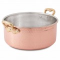 Medium Saucepan in Tinned Copper by Hand Round with 2 Handles 24 cm - Gianfranco