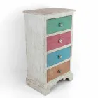Artisan Chest of Drawers with 4 Drawers in White Wood Made in Italy - Manhattan Viadurini