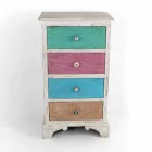 Artisan Chest of Drawers with 4 Drawers in White Wood Made in Italy - Manhattan Viadurini