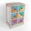 Handcrafted Wooden Chest of Drawers with Colored Drawers Made in Italy - Brighella
