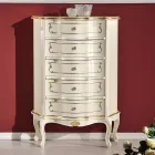 Bedroom Chest of Drawers with 5 Classic Wooden Drawers Made in Italy - Leonor Viadurini
